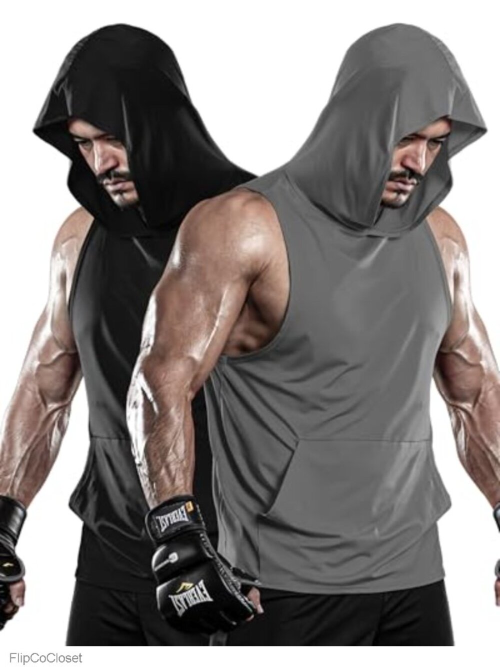 Men's Sleeveless Hooded Tank Top Polyester Spandex Gym Workout Muscle Shirt